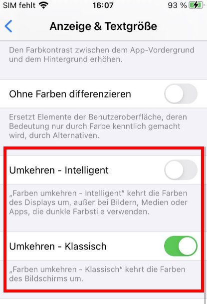 iPhone Farben umkehren