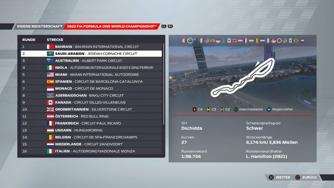 Setup für Saudi-Arabien in F1 22 (Quelle: Screenshot GIGA).