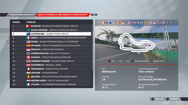 Setup für Australien in F1 22 (Quelle: Screenshot GIGA).