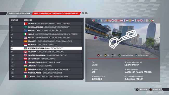 Setup für Aserbaidschan in F1 22 (Quelle: Screenshot GIGA).