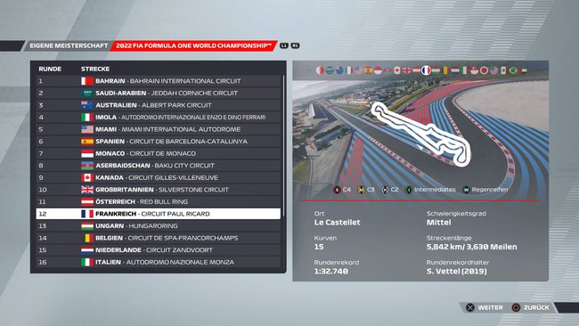 Setup für Frankreich in F1 22 (Quelle: Screenshot GIGA).