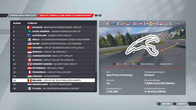 Setup für Belgien in F1 22 (Quelle: Screenshot GIGA).