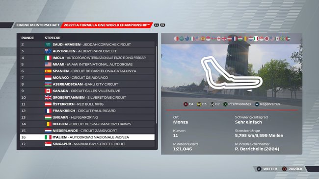 Setup für Italien in F1 22 (Quelle: Screenshot GIGA).