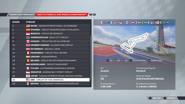 Setup für USA in F1 22 (Quelle: Screenshot GIGA).