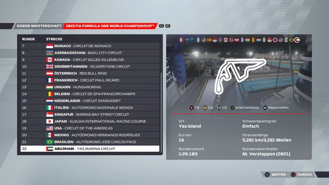Setup für Abu Dhabi in F1 22 (Quelle: Screenshot GIGA).