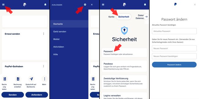 PayPal Passwoert aendern neues Kennwort PC Handy