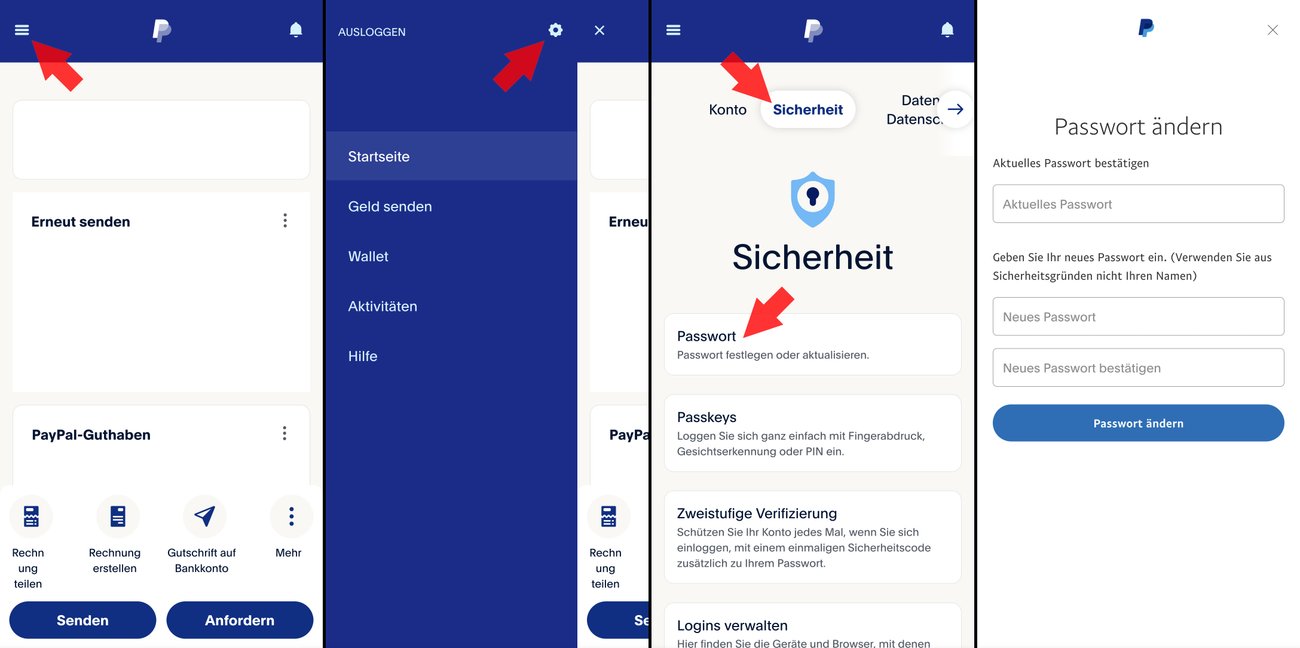 PayPalPasswort ändern Neues Kennwort am PC & Handy