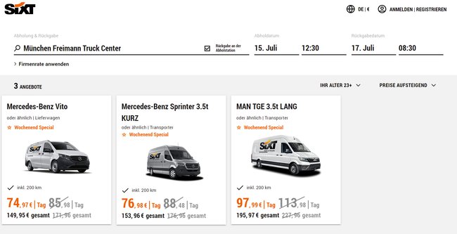 Sixt Miete Bsp