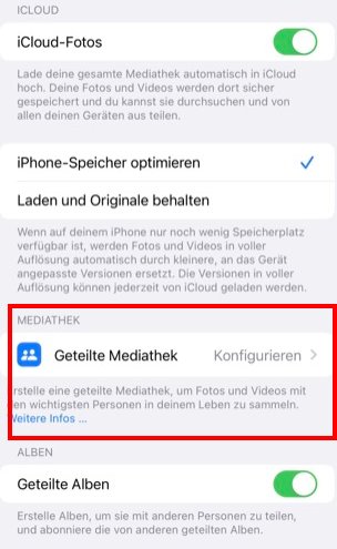 iCloud geteilte Fotomediathek