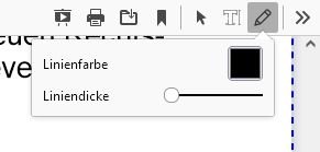 Screenshot: Firefox-PDF-Menü mit aktiviertem Editor-Stiftsymbol.