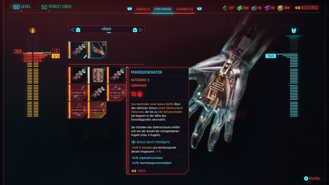 Legendärer Mikrogenerator in Cyberpunk 2077 (Quelle: Screenshot GIGA).