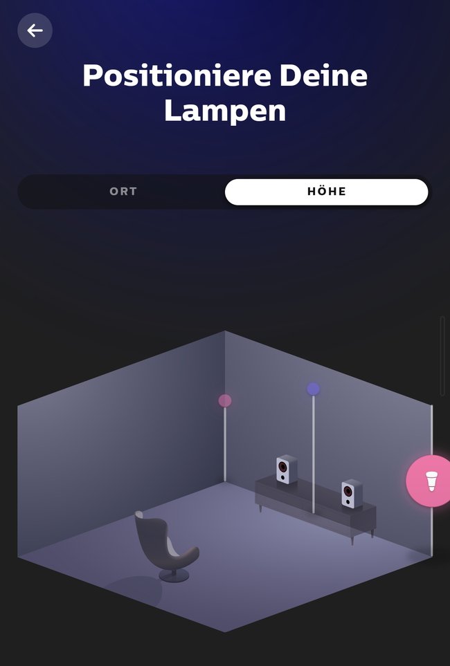 Philips Hue Entertainment-Bereich Lampen positionieren