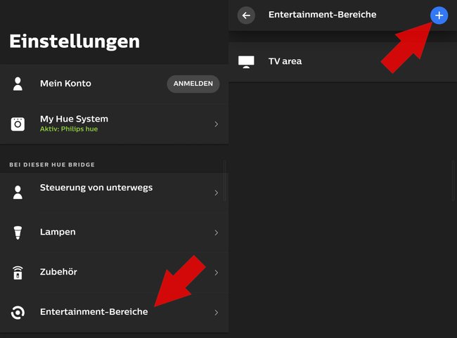Philips Hue Entertainment-Bereich