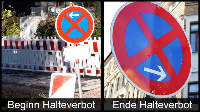 Gilt für rechte Fahrbahn: Beginn und Ende des Halteverbots. (Bildquelle: Pixabay / stux / myimmo)