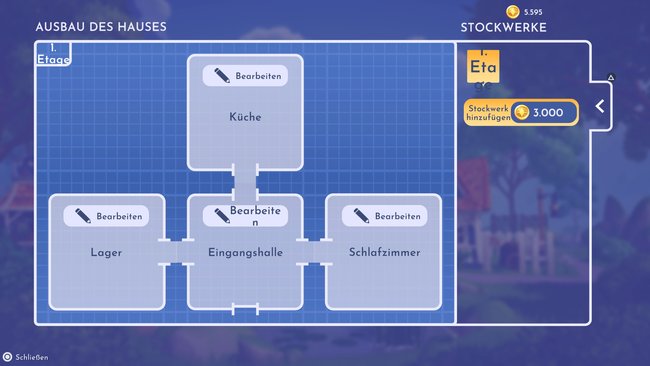 Disney Dreamlight Valley Option zum Hinzufügen einer Etage