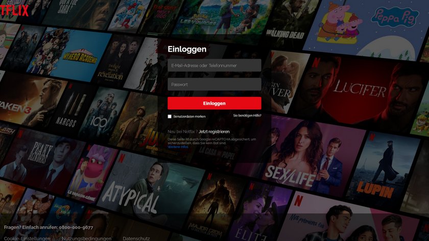 Screenshot einer nachgemachten Netflixseite mit Login