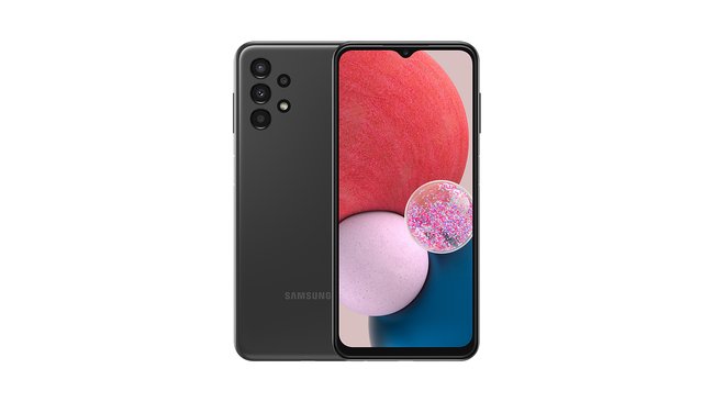 Teléfono inteligente Samsung Galaxy A13 por delante y por detrás.