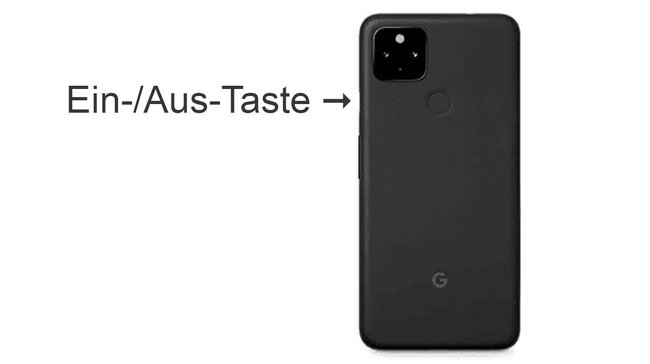 Hier ist die Ein-/Aus-Taste bei, Pixel 5 und älter. (Bildquelle: Google / Edit: GIGA)