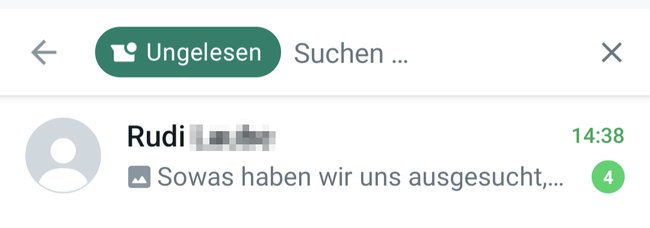 Screenshot: Suchfenster mit der Anzeige ungelesener Chats