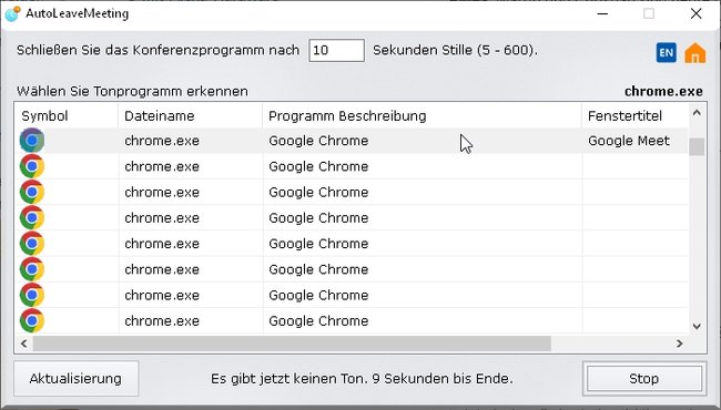 Screenshot des Programmfensters
