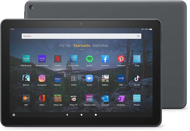 Auf de geöffneten Display des Tablets Fire HD 10 Plus sieht man zahlreiche Apps.