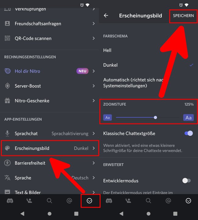 Hier stellt ihr die Zoom-Stufe in der Discord-App ein. (Bildquelle: GIGA)