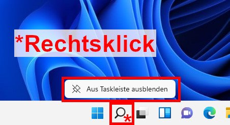 Windows 11: Per Rechtsklick blendet ihr das Suchsymbol aus. (Bildquelle: GIGA)