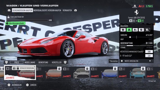 Den Ferrari 488 GTB (2015) erhaltet ihr, wenn ihr alle Bären in NfS Unbound gesammelt habt. (Bildquelle: Screenshot GIGA)