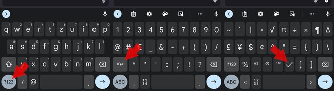 Smartphone Haken Haekchen Symbol Gboard