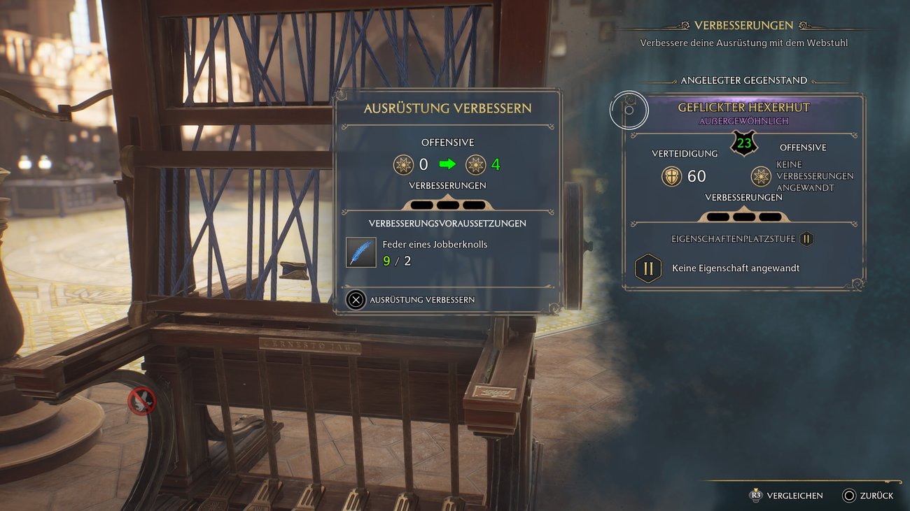 Hogwarts Legacy Ausrüstung verbessern & Eigenschaften ändern