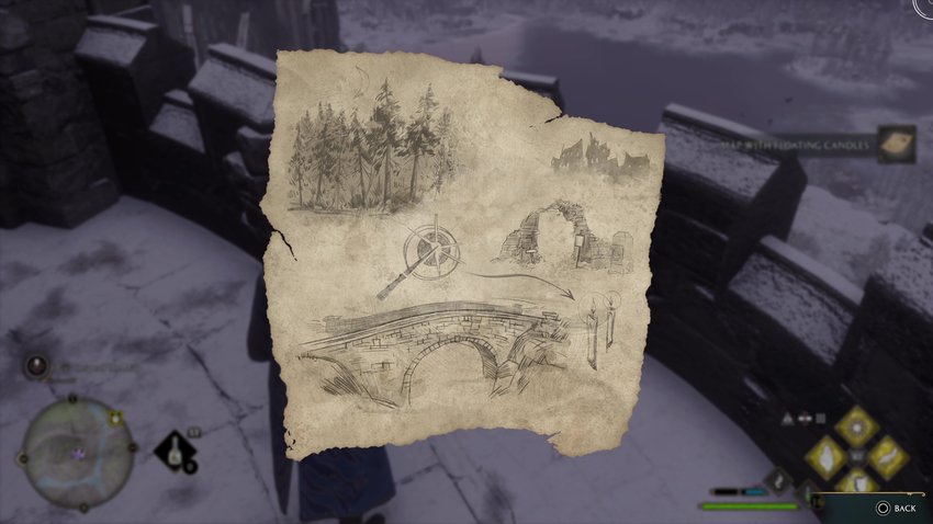 Wir zeigen euch, wo ihr den Schatz auf der Karte mit fliegenden Kerzen in Hogwarts Legacy finden könnt (Quelle: Screenshot GIGA).
