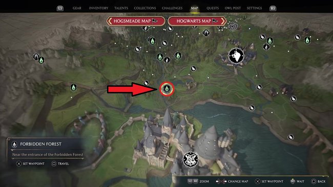 Begebt euch zum Schnellreisepunkt vom Verbotenen Wald (Quelle: Screenshot GIGA).