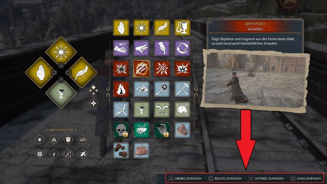 Auf Konsolen drückt ihr den entsprechenden Gamepad-Button für die genaue Zauberposition (Quelle: Screenshot GIGA).