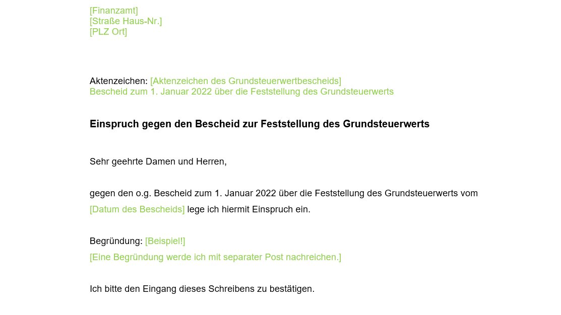 Einspruch Grundsteuer: Musterschreiben Im Word-Format Downloaden