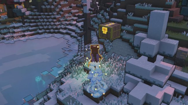 Truhe in einem Schneegebiet von Minecraft Legends