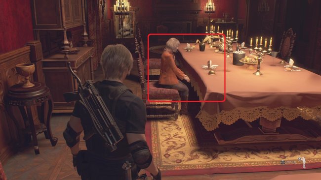 An diesen Platz müsst ihr euch mit Leon setzen (Quelle: Screenshot GIGA).