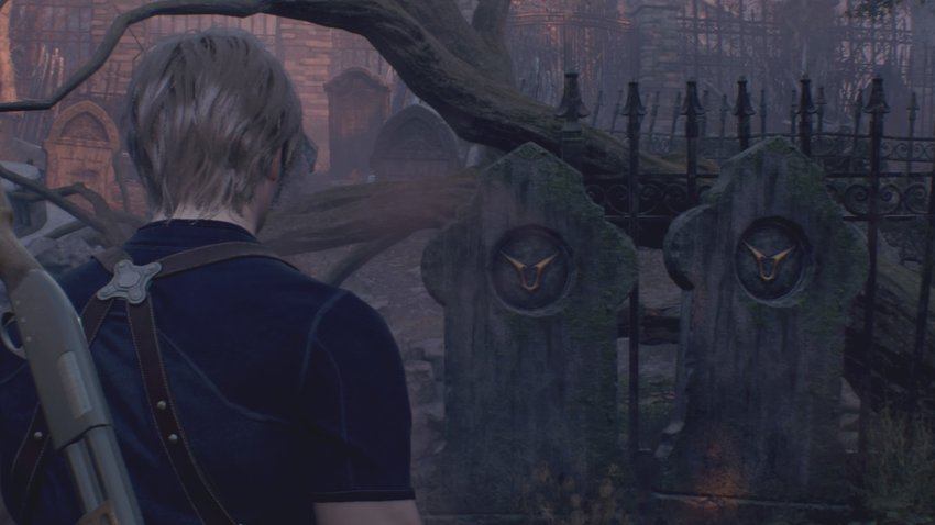 We show you the locations of the coat of arms for the order "Grabschänder" im Resident Evil 4 Remake (Quelle: Screenshot GIGA).