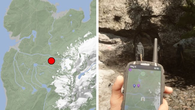 Die Karte zeigt euch die Höhle, in der die Schaufel liegt. (Bildquelle: Screenshot GIGA)