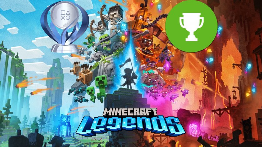 Minecraft Legends Cover mit Erfolgs-Abzeichen