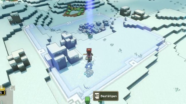 Stein wird im Tundra-Gebiet von Minecraft Legends gesammelt