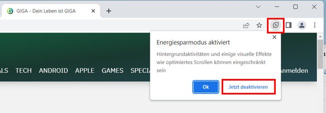 So deaktiviert ihr den Energiesparmodus vorübergehend. Bildquelle: GIGA