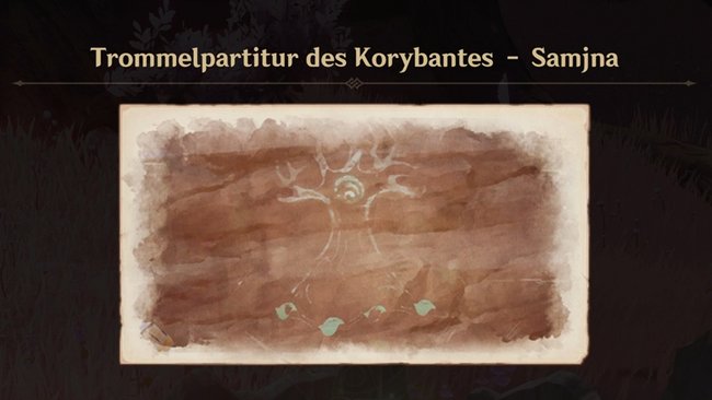 Trommelpartitur des Koybantes – Samjna. (Bildquelle: Screenshot GIGA)