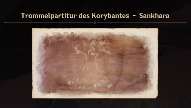 Trommelpartitur des Koybantes – Sankhara. (Bildquelle: Screenshot GIGA)