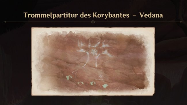 Trommelpartitur des Koybantes – Vedana. (Bildquelle: Screenshot GIGA)