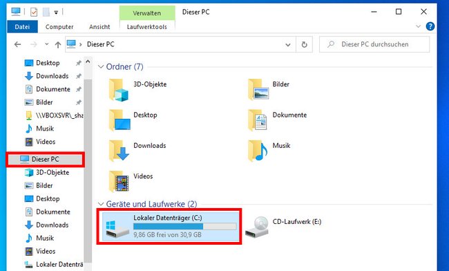 Die Festplatte ist zu klein und hat auch nicht genügend freien Speicherplatz für Windows 11 Bildquelle: GIGA