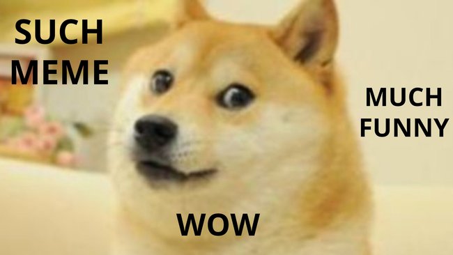 Doge-Meme mit Text "Such Meme. Much funny. Wow."