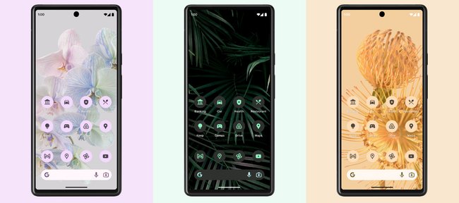 Neue Farben und passende App-Symbole für Android 13. Bildquelle: android.com / Bearbeitung: GIGA