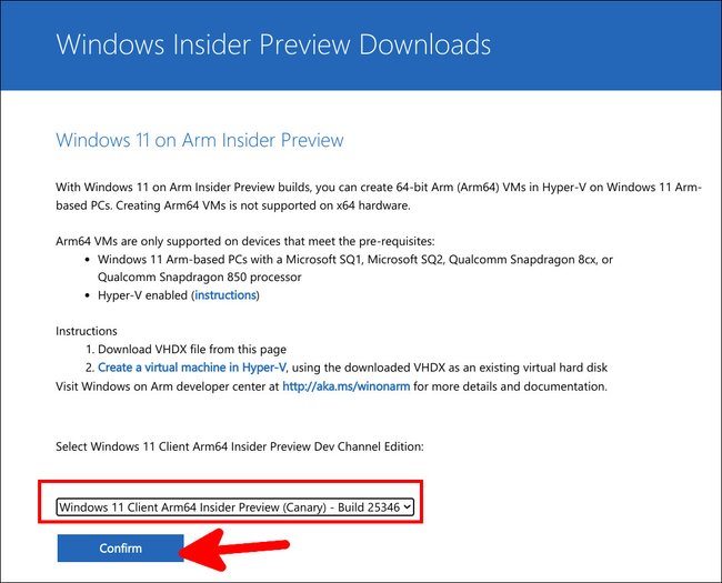 Hier ladet ihr die Insider-Preview von Windows 11 ARM herunter. Bildquelle: GIGA