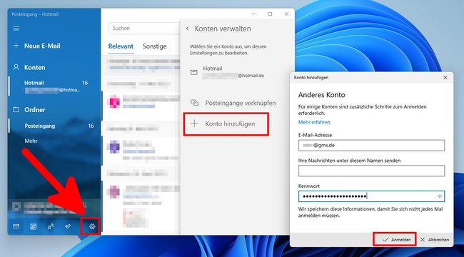 Windows 11: So richtet ihr ein neues E-Mail-Konto in der Mail-App ein. (Bildquelle: GIGA)