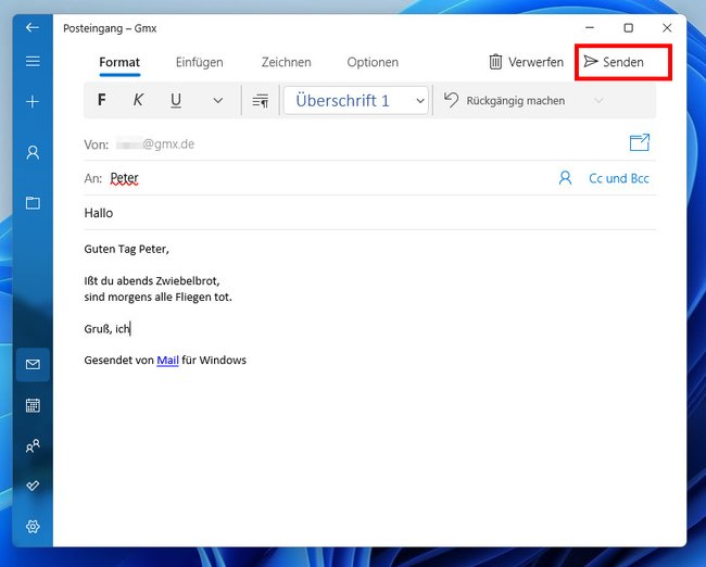 So sendet ihr eine E-Mail. (Bildquelle: GIGA)